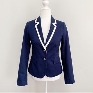 Banana Republic Navy Textured White Piping Blazer
